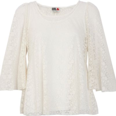 White lace Chelsea Girl angel sleeve top