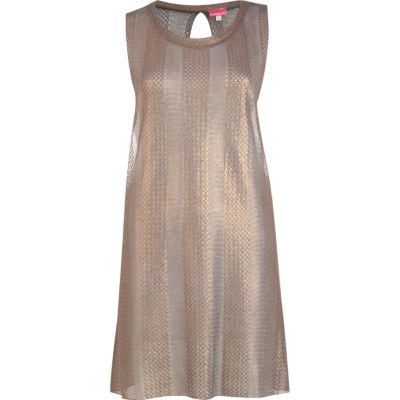 Bronze subtle stripe vest dress 