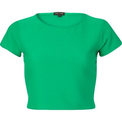 Green cap sleeve crop top