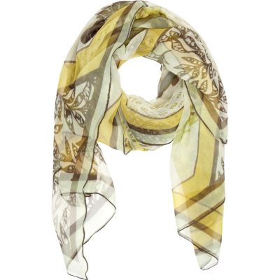 Cream tiger print sheer lightweight scarf