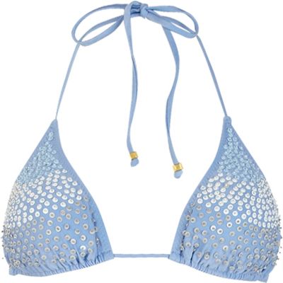 Blue sequin embellished bikini top