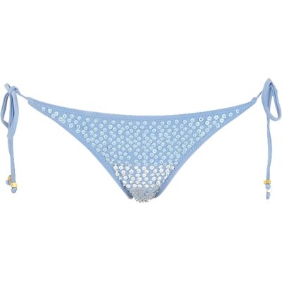 Blue sequin embellished bikini bottoms