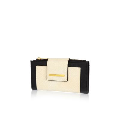 Cream and black fold over purse 