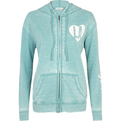 Turquoise burnout LA print hoodie