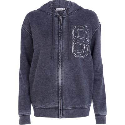 Grey mon cheri diamante embellished hoodie