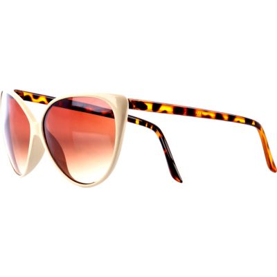 Cream colour block cat eye sunglasses