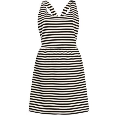 Black and white stripe pinafore dress