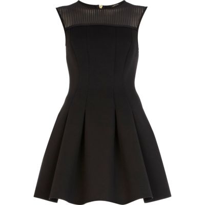 Black scuba sleeveless prom dress