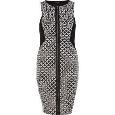 Navy geometric print panel racer tube dress