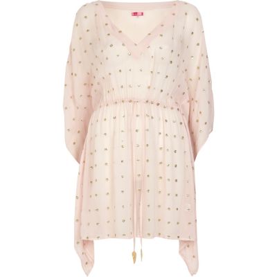 Light pink embellished kaftan