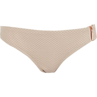Beige textured bikini bottoms