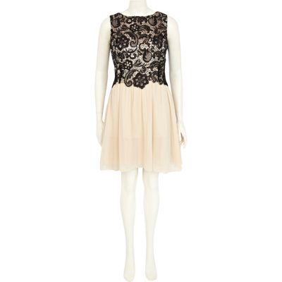 Black Little Mistress lace top prom dress