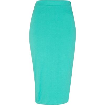 Green double layered pencil skirt