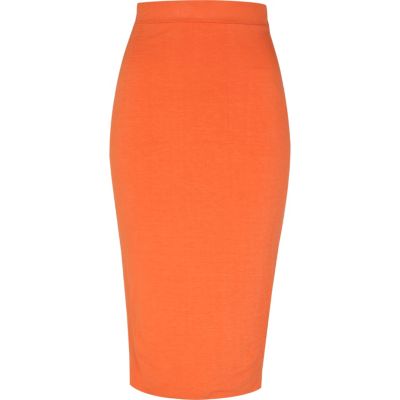 Orange double layered pencil skirt