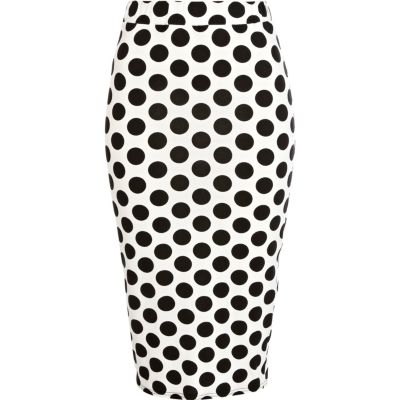 Black and white polka dot tube skirt