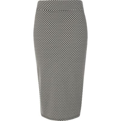Black and white polka dot tube skirt