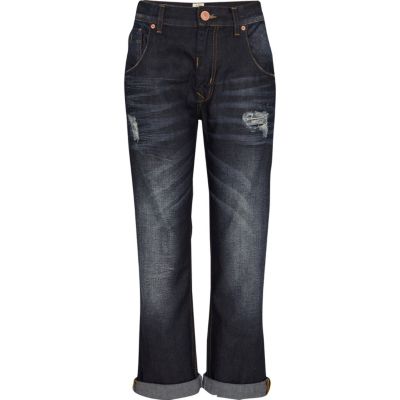 Dark wash slouch boyfriend jeans