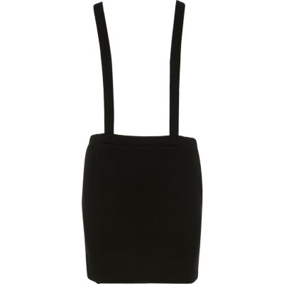 Black dungaree mini skirt