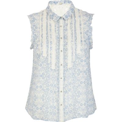 Blue floral print shirt