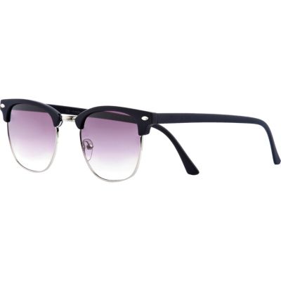 Navy matte round retro sunglasses