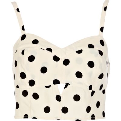 Cream polka dot cut out bralet
