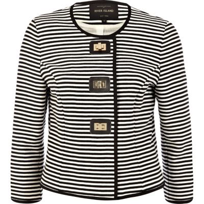 Navy and white stripe twist lock jacket