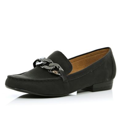Black chain front loafers 