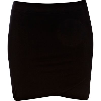 Black double layer mini tube skirt