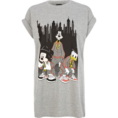 Grey urban Mickey Mouse print t-shirt