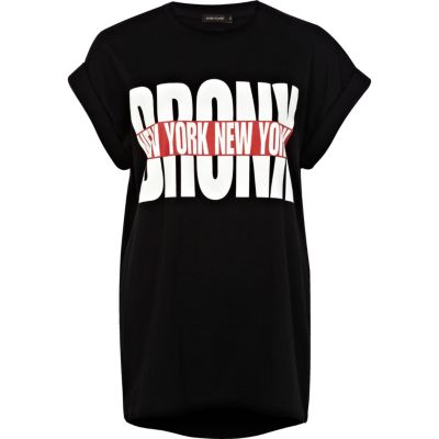 Black Bronx New York print oversized t-shirt