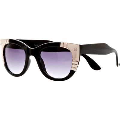 Black metal plate cat eye sunglasses