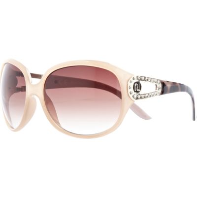 Cream oversized round sunglasses 