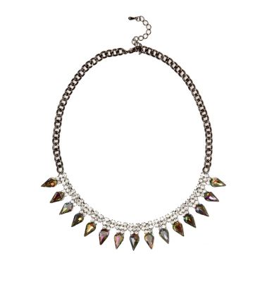 Silver tone diamante spike necklace 