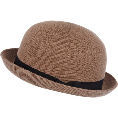 Beige soft bowler hat