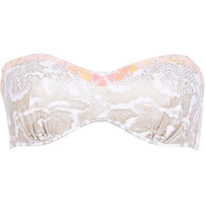 Gold foil snake print balconette bikini top