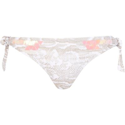 Gold foil snake print bikini bottoms