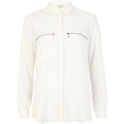 White zip pocket shirt