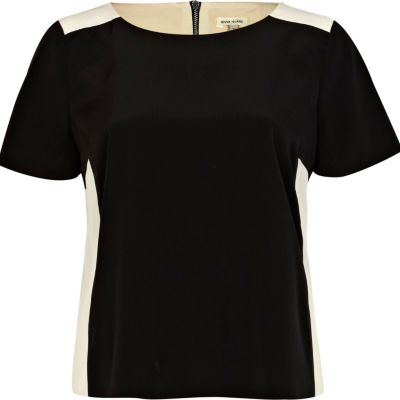 Black and white colour block top