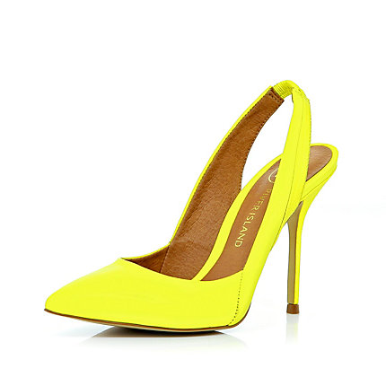 Lime green pointed sling back court shoes - shoes  boots - sale ...