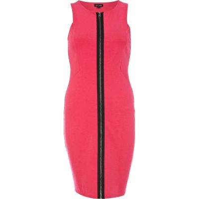 Pink zip through racer tube dress