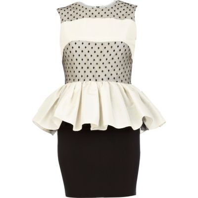 Cream Lola Loves peplum dress