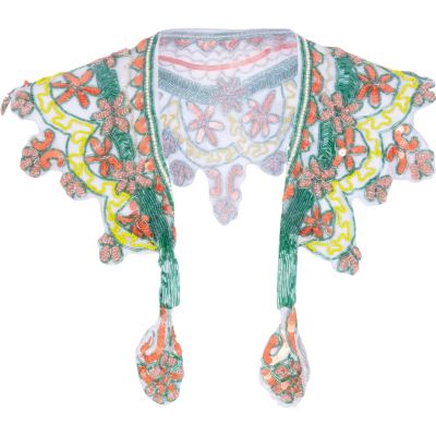 Orange bead embellished collar