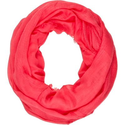 Coral gauze laddered snood
