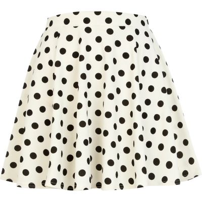 Black and white polka dot skater skirt