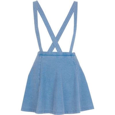 Light acid wash dungaree skater skirt 