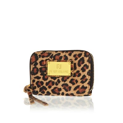 Brown leopard print mini purse