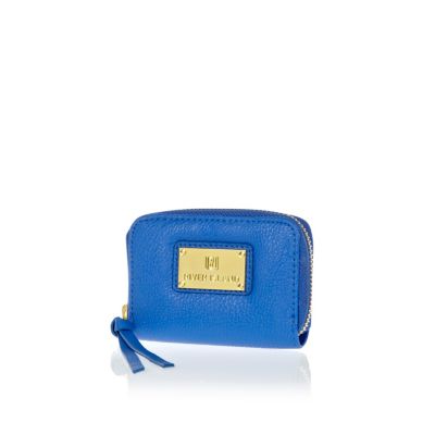 Blue zip around mini purse