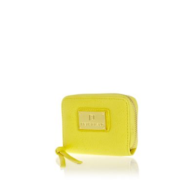 Yellow zip around mini purse
