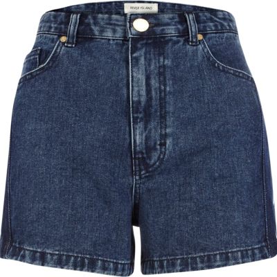 Dark wash high waisted denim shorts