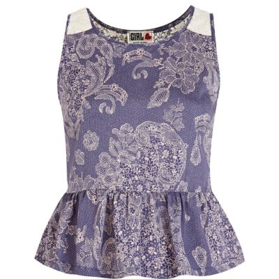 Purple Chelsea Girl floral lace peplum top